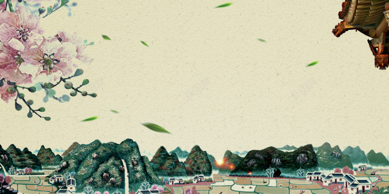 中国风彩绘民俗文化节模板海报背景背景