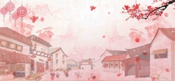 手绘中国节除夕街景海报背景模板高清图片