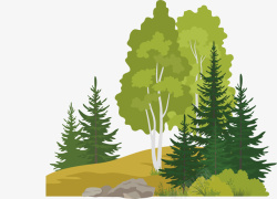 创意绿色水彩环保手绘园林植物景矢量图素材