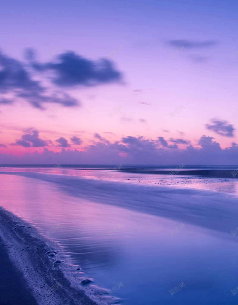 纯净的自然景色手机H5背景jpg_新图网 https://ixintu.com H5 h5 云朵 倒影 大海 天空 摄影 沙滩 紫色 风景