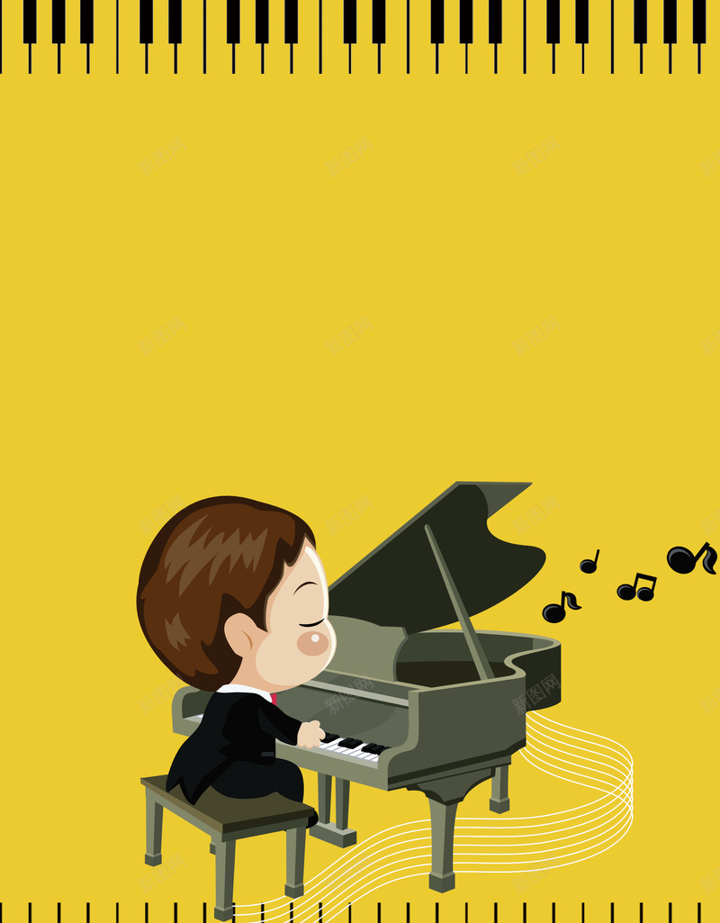 黄色钢琴招生培训班海报背景psd设计背景_新图网 https://ixintu.com psd 卡通人物 卡通彩色琴 培训班 开始招生艺术字体 招生 海报 白色 钢琴 钢琴招生 音符