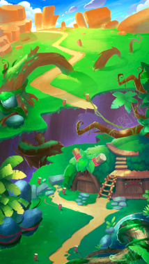 绿色植物卡通游戏场景H5背景背景