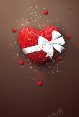 立体红色心形浪漫情人节海报背景背景