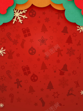 圣诞节简约图案红色高档海报背景背景