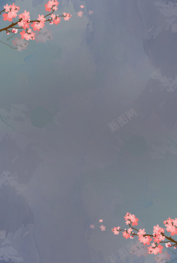 灰色樱花日式樱花美食海报背景模板高清图片