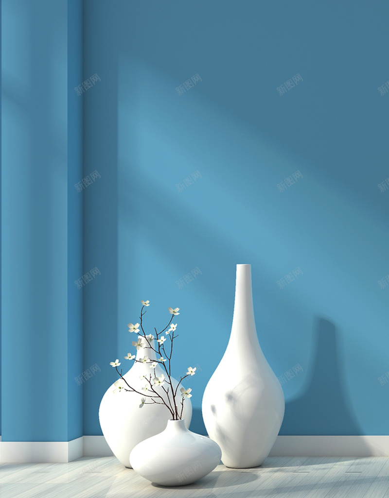 蓝色清新月签七月你好宣传海报jpg设计背景_新图网 https://ixintu.com 你好七月 夏季 夏日 小清新 时光 白色的花 花瓶 花瓶里的花 蓝色