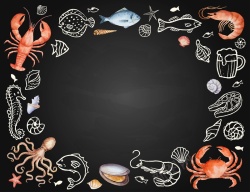 螃蟹美食节矢量黑色水彩手绘生鲜美食质感背景高清图片