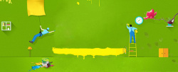 夏凉节海报家装节童趣手绘绿色海报背景高清图片
