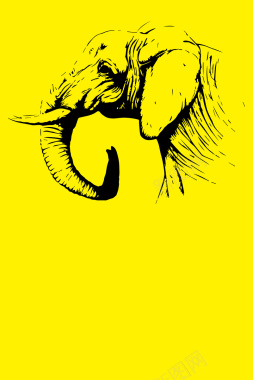 黄色底纹保护大象公益海报背景背景