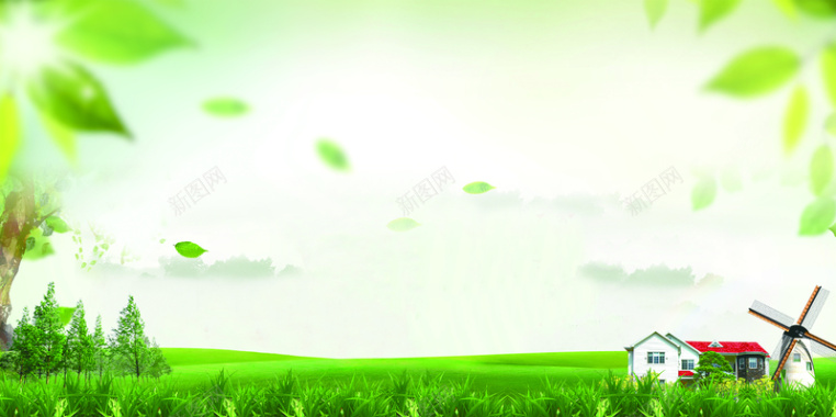 绿色清新大气环保世界卫生日宣传展板背景背景