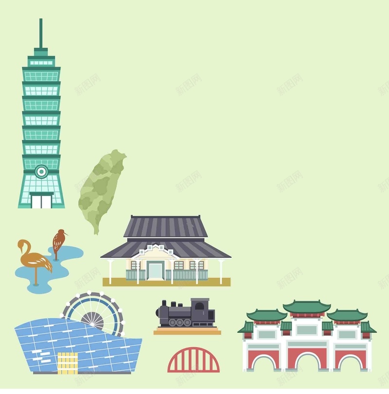 手绘矢量旅游台湾景点地图101海报背景eps设计背景_新图网 https://ixintu.com 中华人民共和国省级行政区 中国台湾省 台北 台湾 台湾地图 台湾旅游 地图 手绘 旅游 日月潭 景点 海报 矢量 矢量图 阿里山 高雄