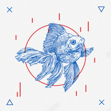 蓝色小鱼创意背景背景