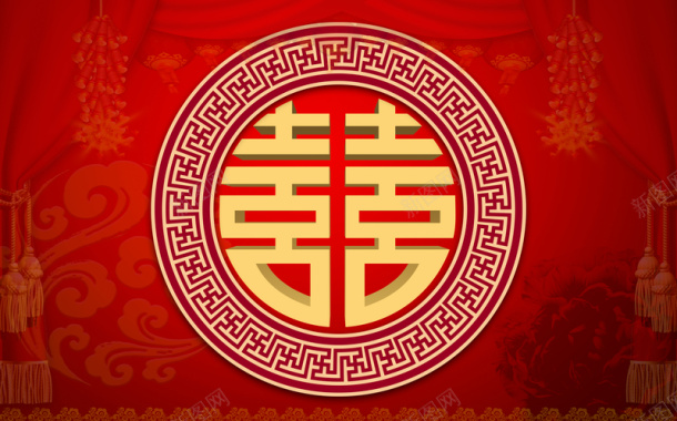中国风红色中式婚礼背景背景