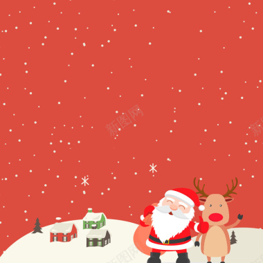 红色扁平雪地圣诞狂欢主图背景背景