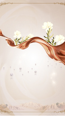 浅棕色丝绸花朵婚礼请柬背景背景