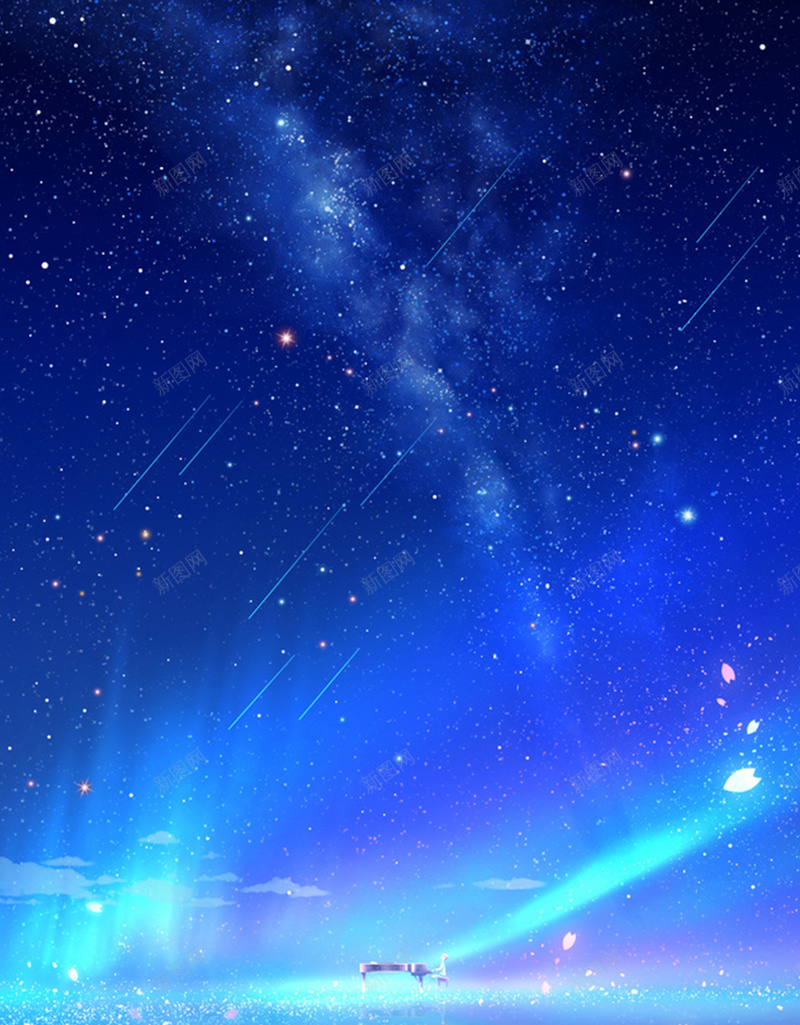 深蓝色梦幻星空场景h5背景元素