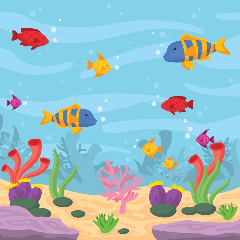 海洋动植物海报背景矢量图ai设计背景_新图网 https://ixintu.com 动植物 卡通 手绘 海报 海报背景 海洋 童趣 矢量图
