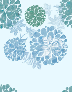 蓝色花团矢量水彩蓝色花团背景高清图片