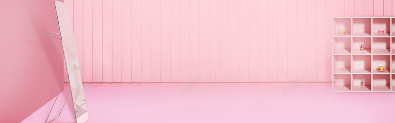 粉色唯美立体空间banner背景背景