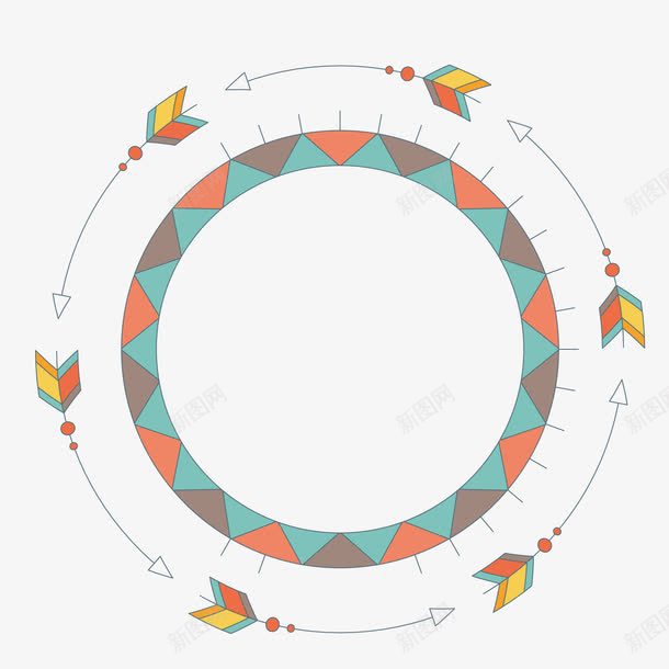 圆形箭矢png免抠素材_新图网 https://ixintu.com 扁平 拼色 羽毛 调色