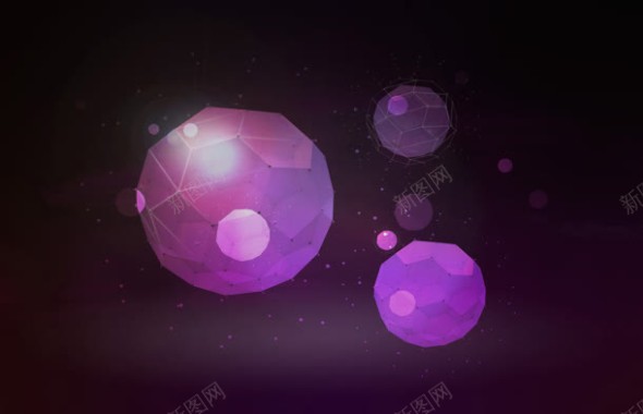 紫色光效圆球黑色背景背景