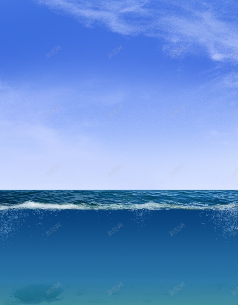 海洋侧剖的背景图jpg设计背景_新图网 https://ixintu.com 天空 海底 海沙 海洋背景 海面 清新 蓝色 黄色沙子