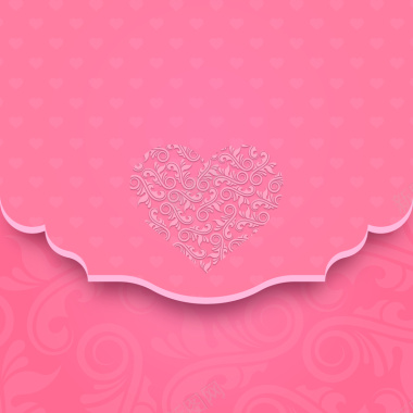 粉色花纹情人节卡片矢量背景背景