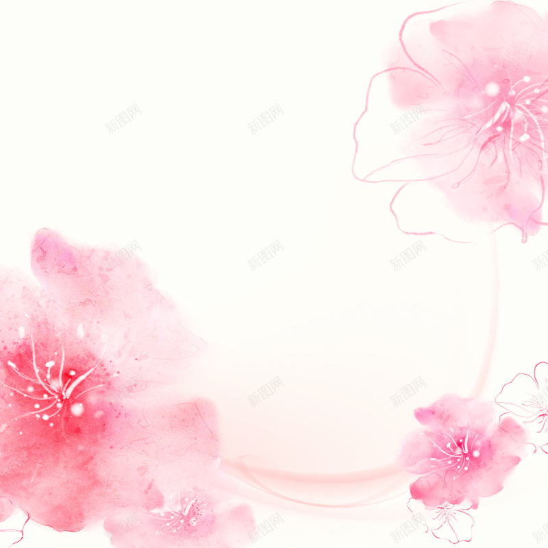 手绘花朵主图psd设计背景_新图网 https://ixintu.com 主图 卡通 手绘 童趣 粉色主图 花朵