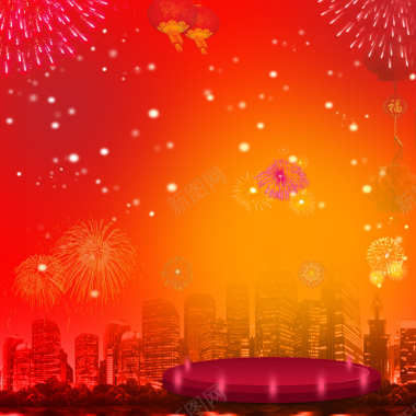 春节新年喜庆红色PSD分层主图背景背景