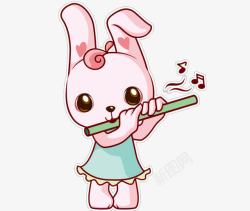 吹笛子的小兔子素材