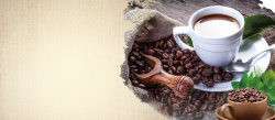 高档咖啡厅麻布纹理咖啡豆咖啡菜单海报背景高清图片