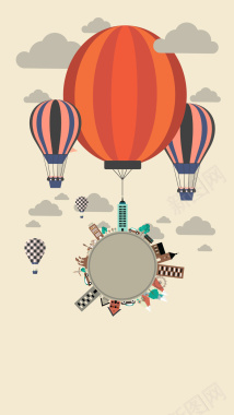 名片与飞行气球矢量图背景