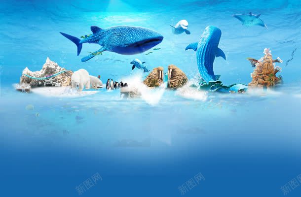 深海下的各种海洋生物jpg设计背景_新图网 https://ixintu.com 各种 海洋生物 深海