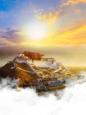 大气西藏旅游海报背景