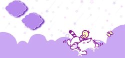天使猫猫紫色可爱卡通背景高清图片