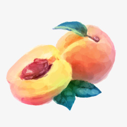 水彩手绘水蜜桃食物矢量图素材