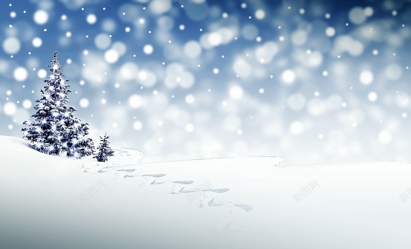 冬季雪花圣诞树jpg设计背景_新图网 https://ixintu.com 圣诞树 纯白 脚印 雪花