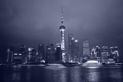上海夜景城市上空背景