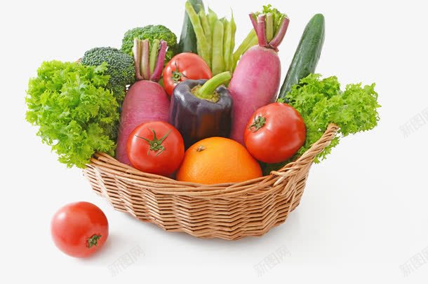 装在篮子里面的新鲜蔬菜png免抠素材_新图网 https://ixintu.com 新鲜 篮子 营养 蔬菜