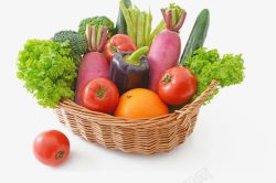 装在篮子里面的新鲜蔬菜素材