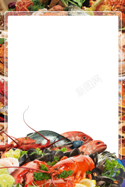 简约海鲜美食促销海报背景