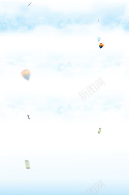 蓝天白云彩色氢气球海报背景