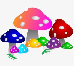创意彩色卡通蘑菇素材