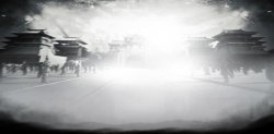 古镇黑白黑白水墨风格古镇环境渲染高清图片