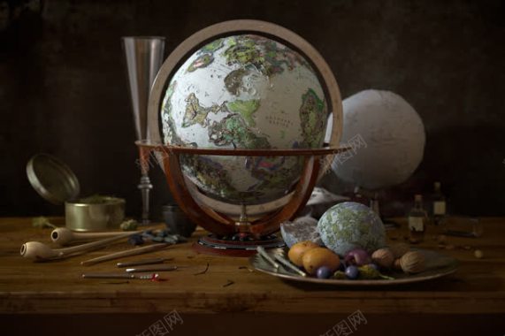 桌子上得地球仪海报背景背景