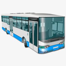蓝色玻璃公交车素材