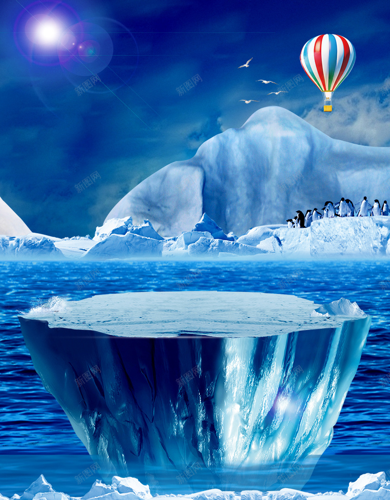 冰山冰川海报背景psd设计背景_新图网 https://ixintu.com 促销 冰山 冰川 广告 打折 海报 素材 背景