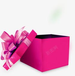 粉色礼品盒丝带素材
