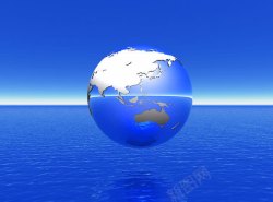 蓝色海洋色球体海洋上的地球高清图片