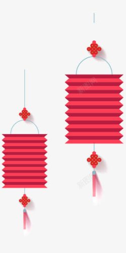 红色喜庆剪纸灯笼中国风素材